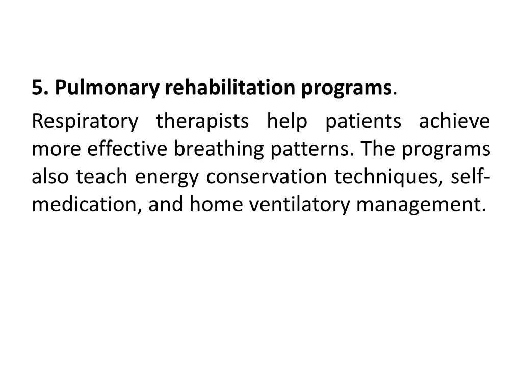 5 pulmonary rehabilitation programs respiratory