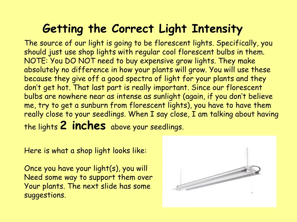 getting the correct light intensity the source