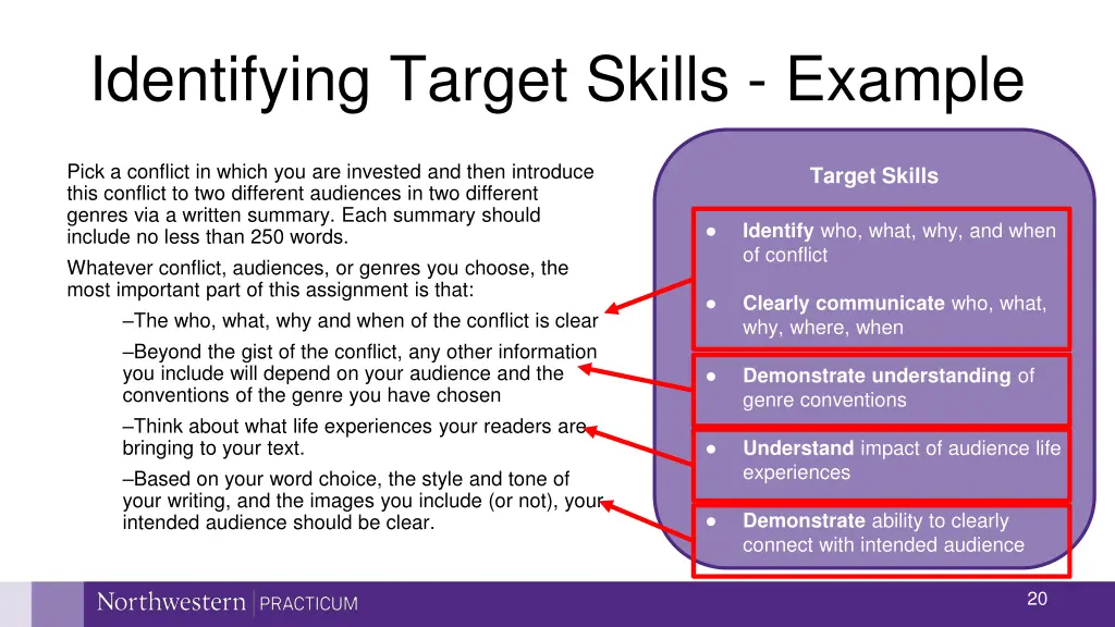 identifying target skills example