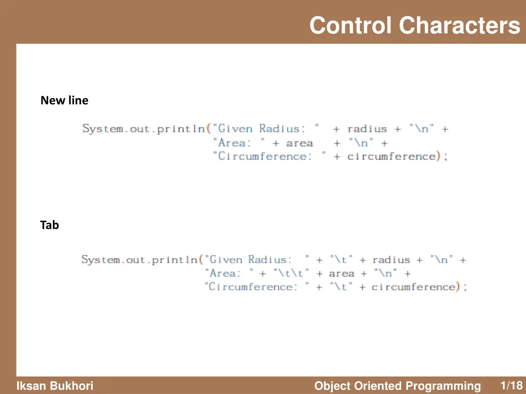 control characters