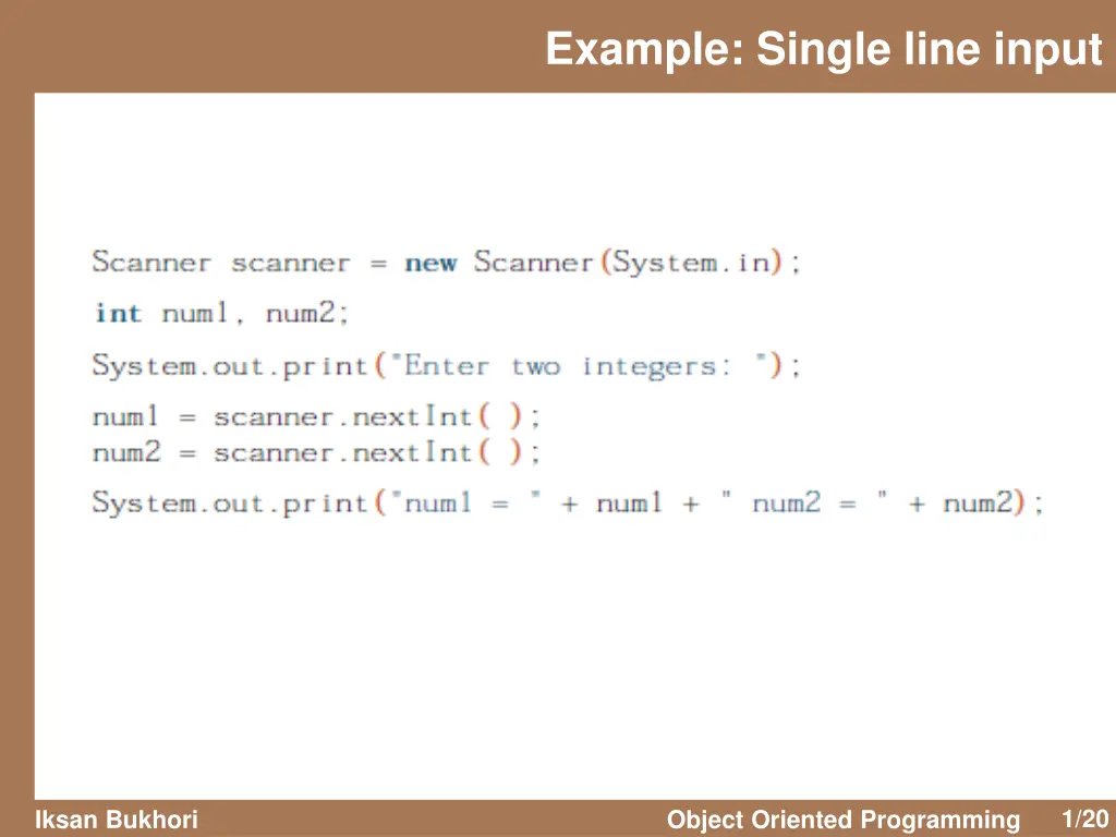 example single line input
