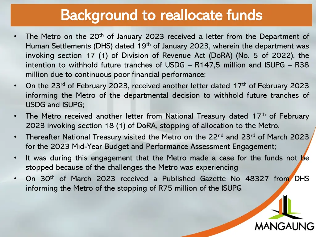 background to reallocate funds background