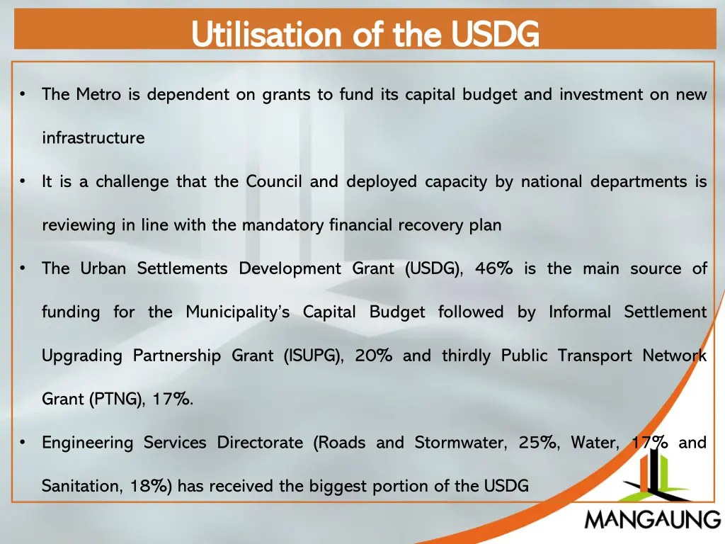 utilisation of the usdg utilisation of the usdg