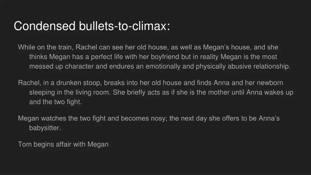 condensed bullets to climax 1