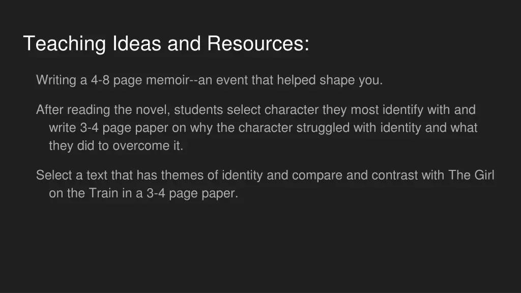 teaching ideas and resources