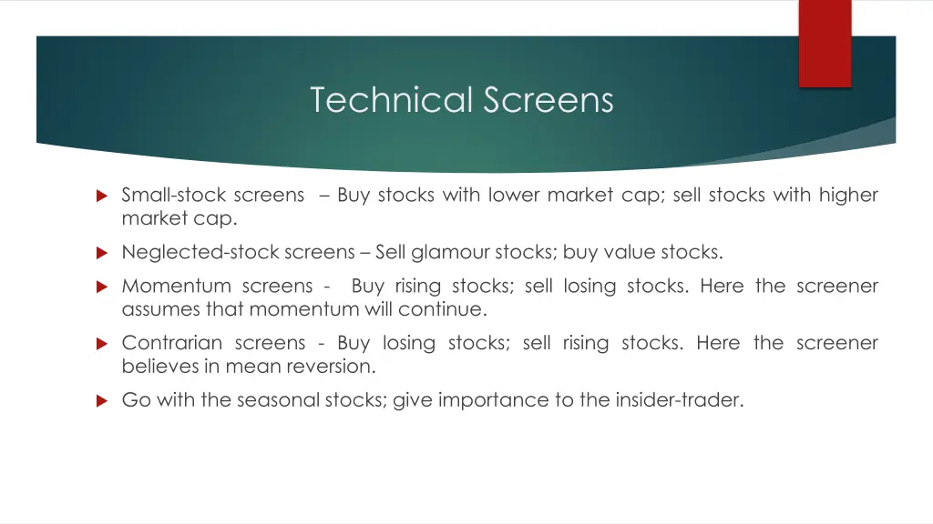technical screens