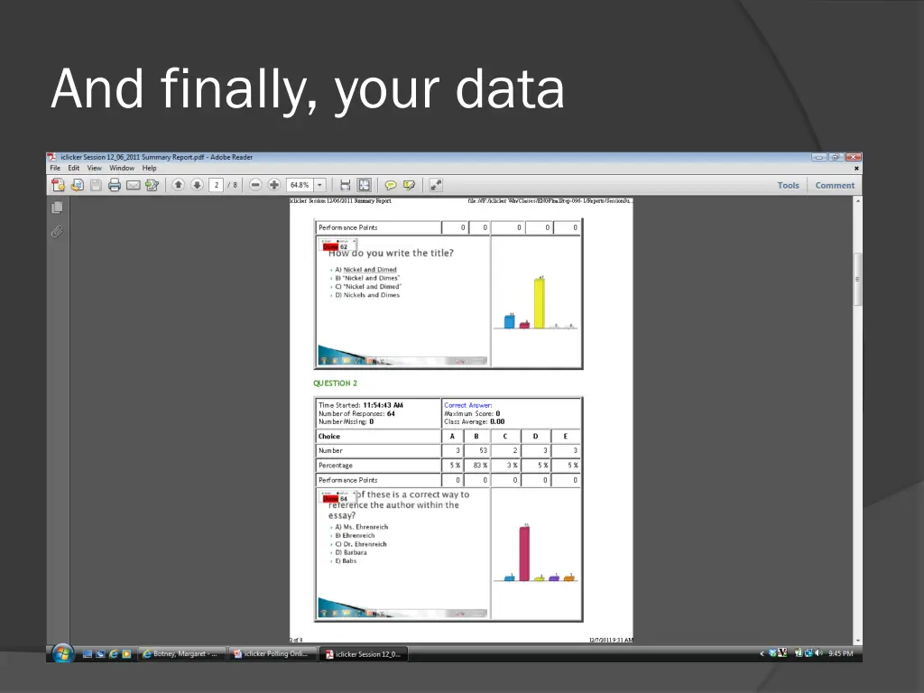 and finally your data