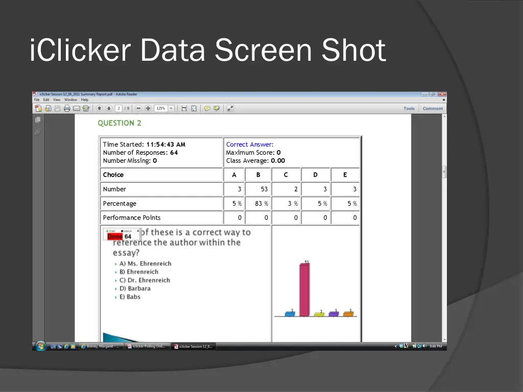 iclicker data screen shot