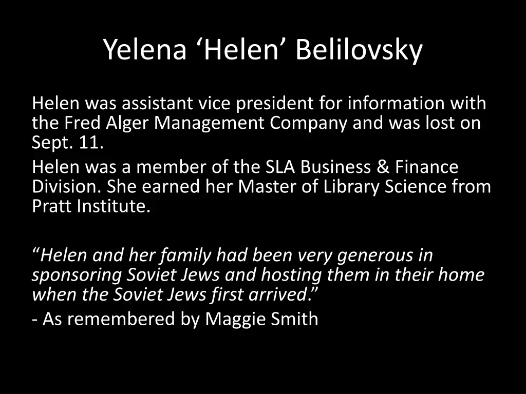 yelena helen belilovsky