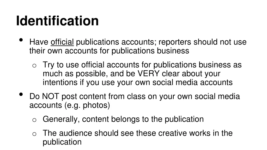 identification have official publications