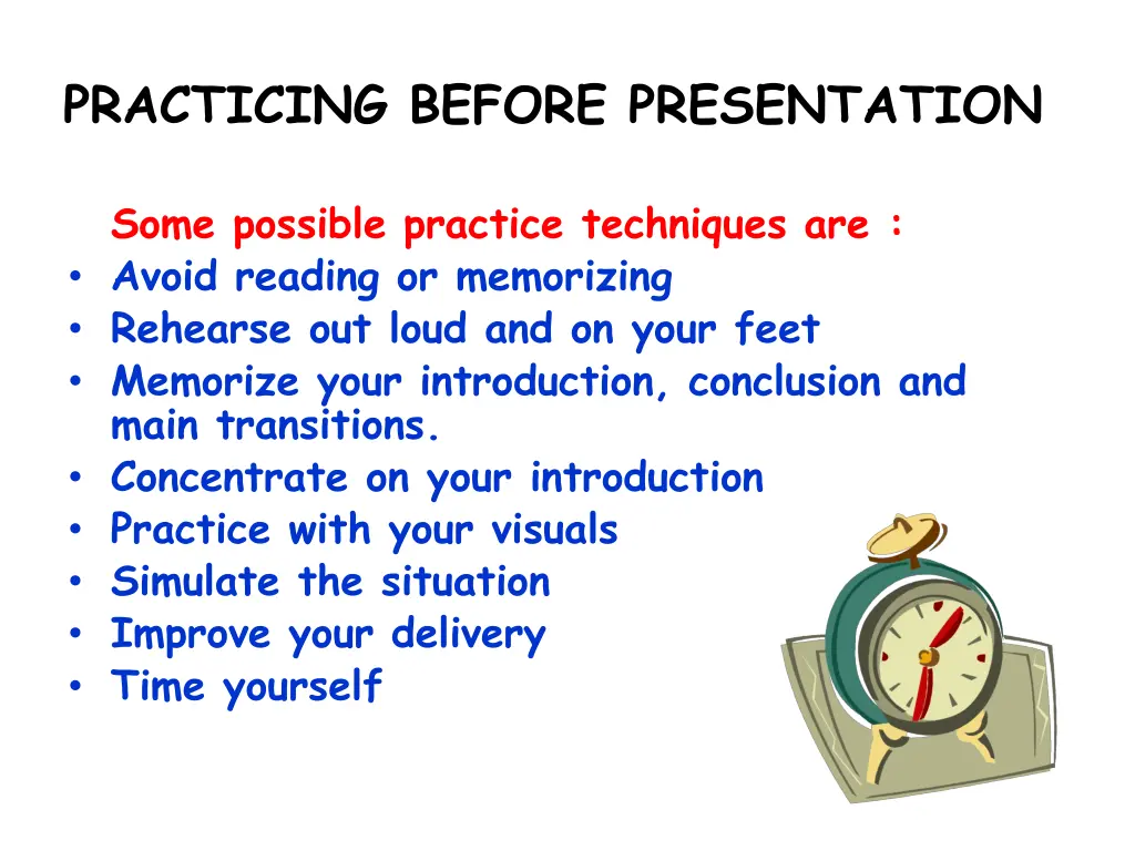practicing before presentation