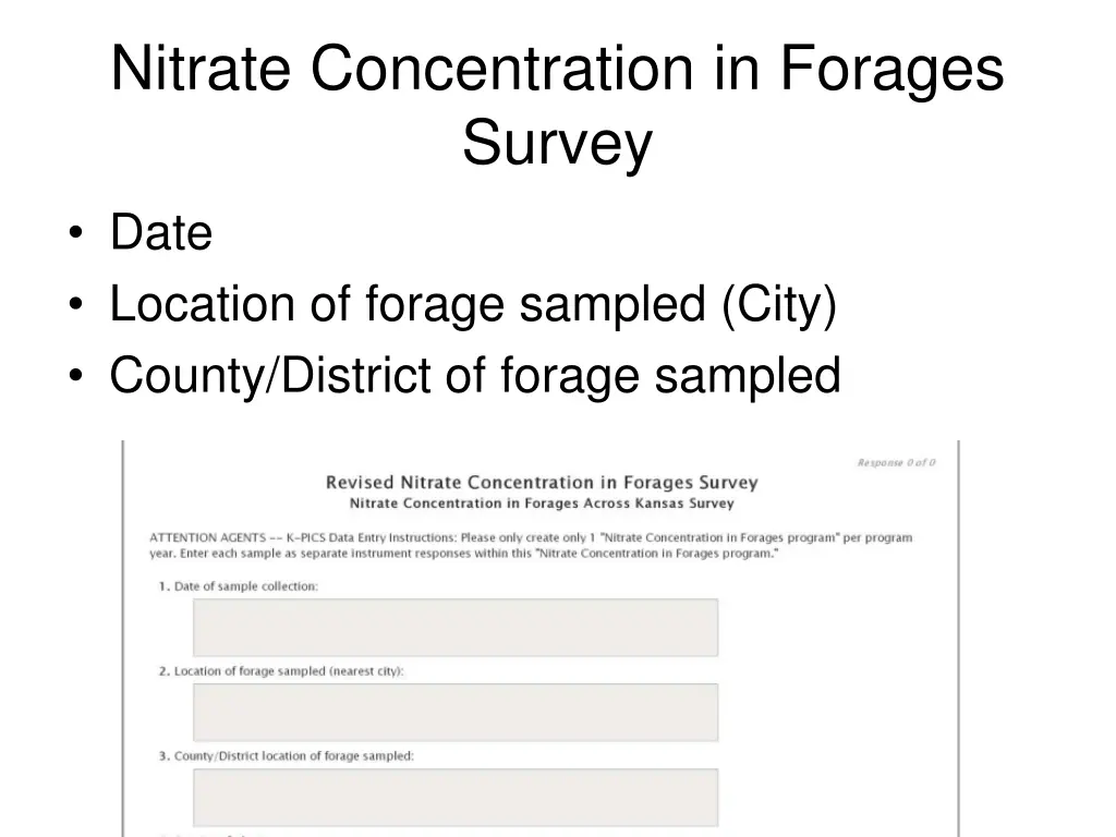 nitrate concentration in forages survey date