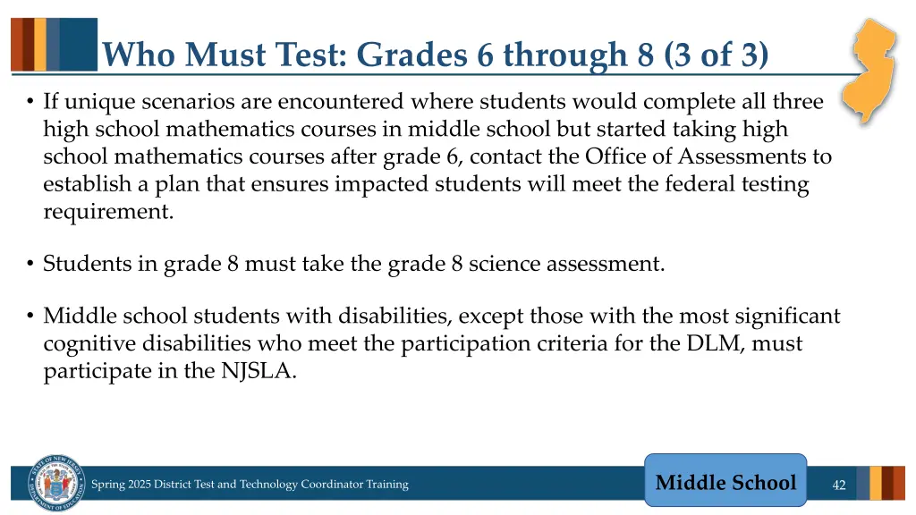 who must test grades 6 through 8 3 of 3