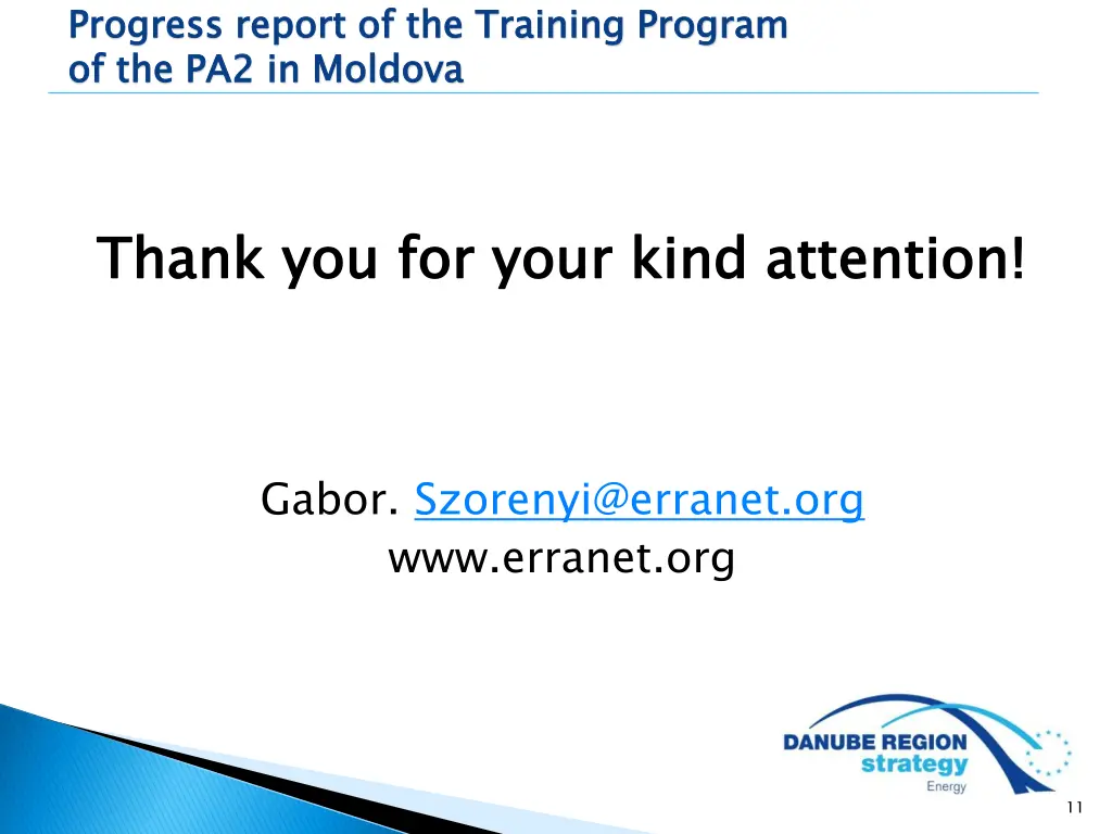 progress report of the training program