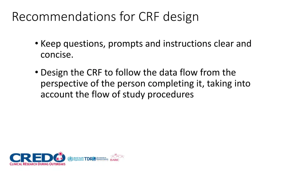 recommendations for crf design
