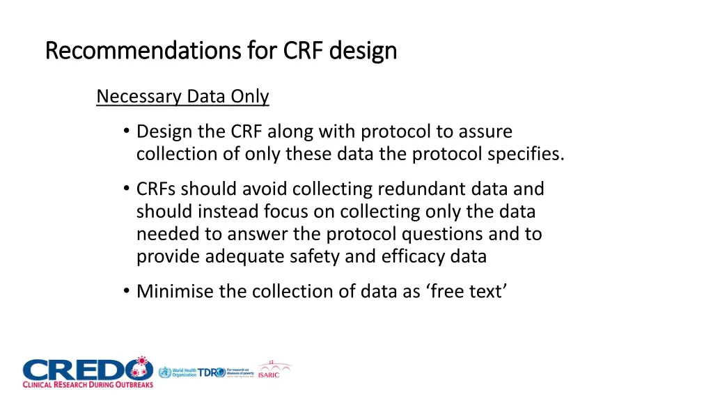 recommendations for crf design recommendations