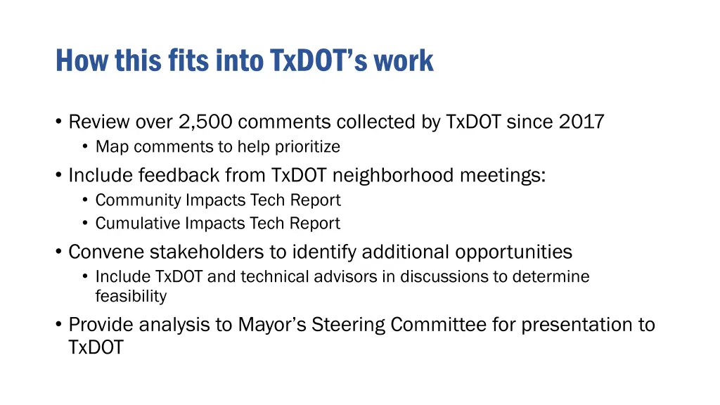 how this fits into txdot s work