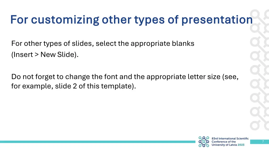 for customizing other types of presentation
