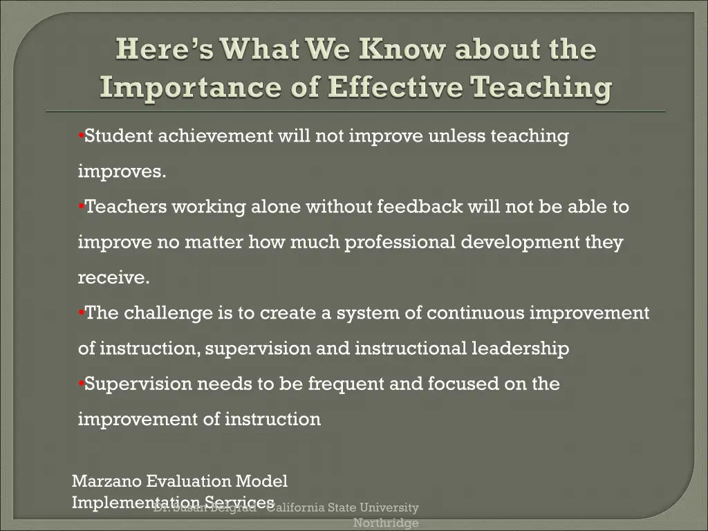student achievement will not improve unless