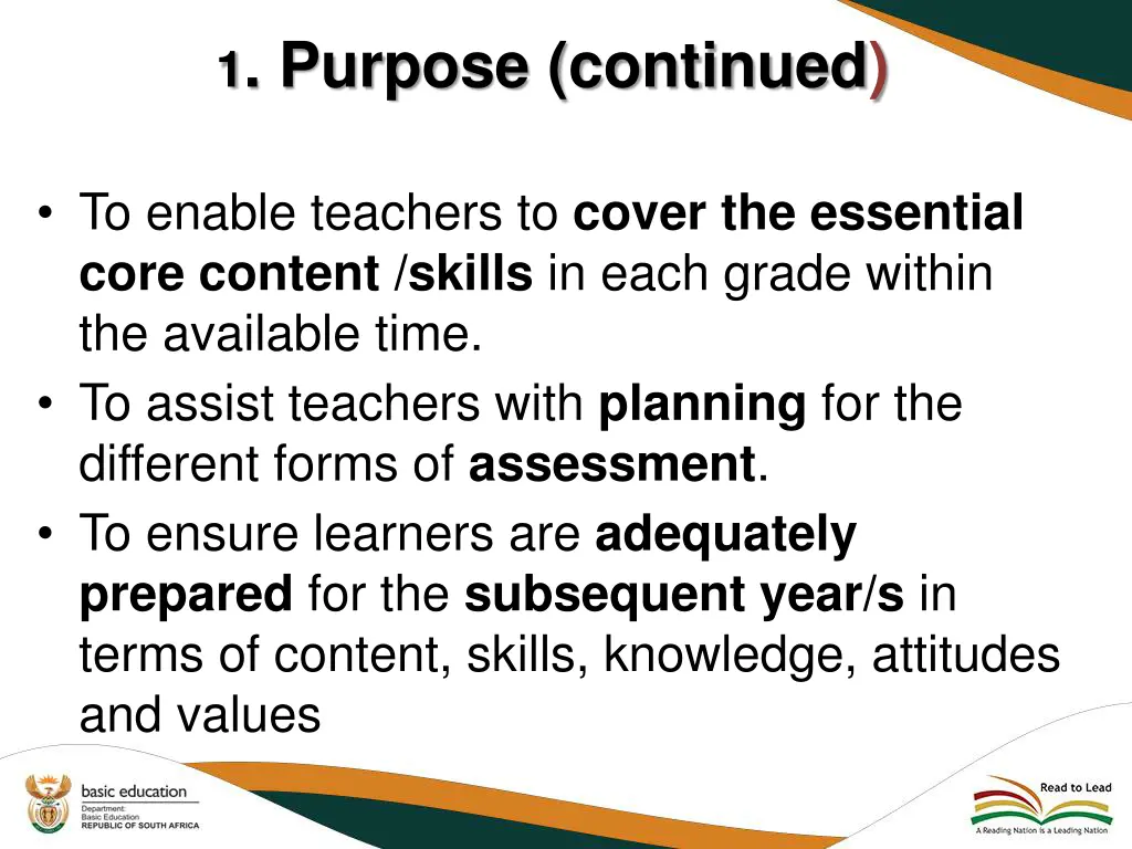 1 purpose continued