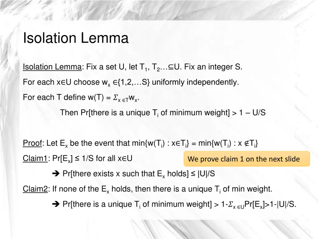 isolation lemma 2