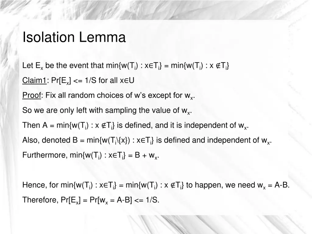 isolation lemma 3