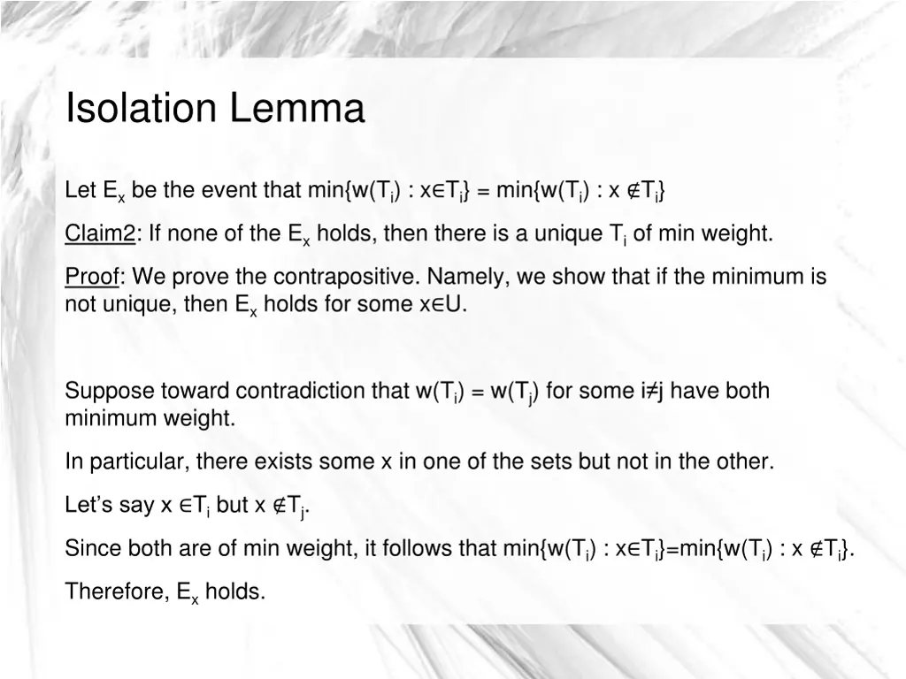 isolation lemma 4