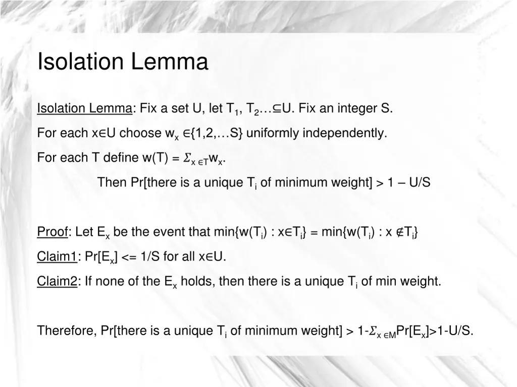 isolation lemma 5
