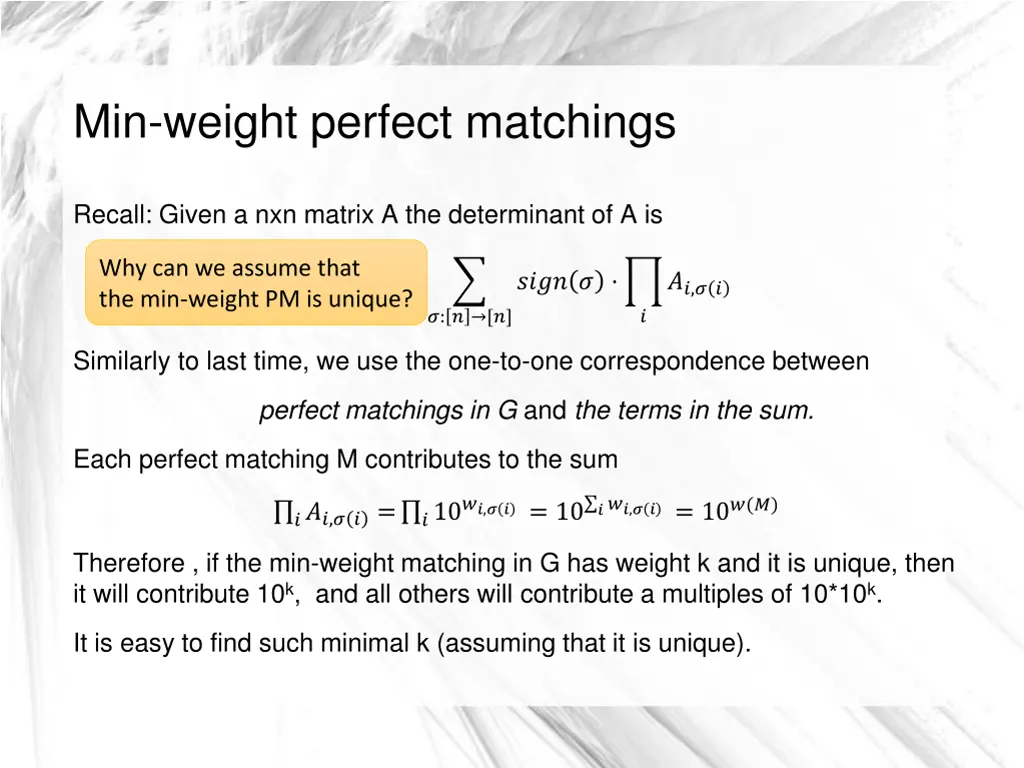min weight perfect matchings 2