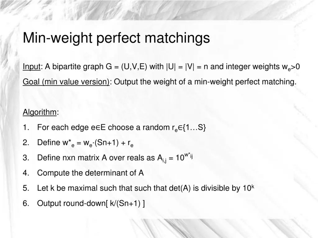 min weight perfect matchings 4
