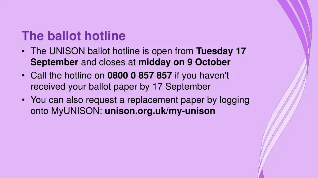 the ballot hotline the unison ballot hotline