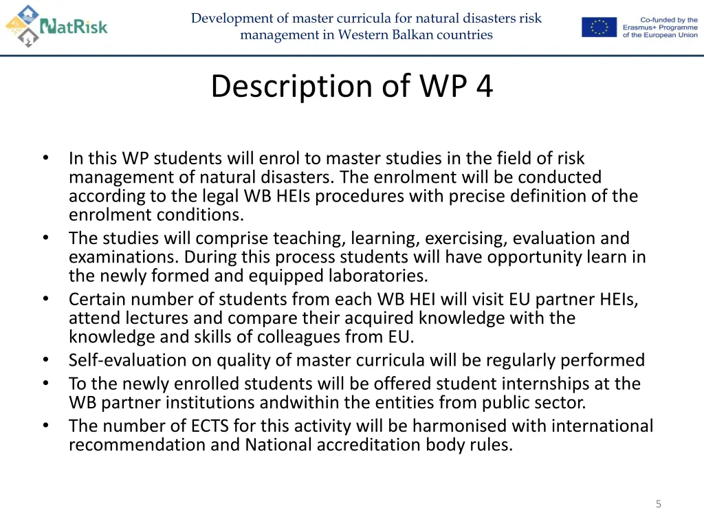 development of master curricula for natural 4