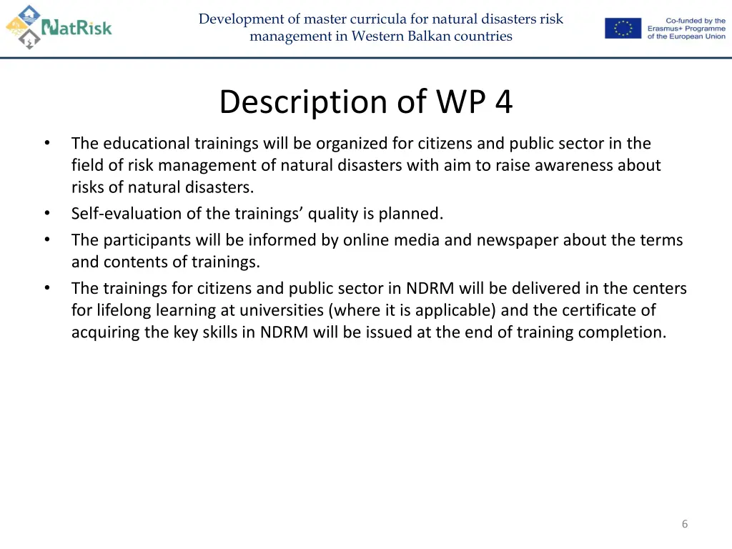 development of master curricula for natural 5