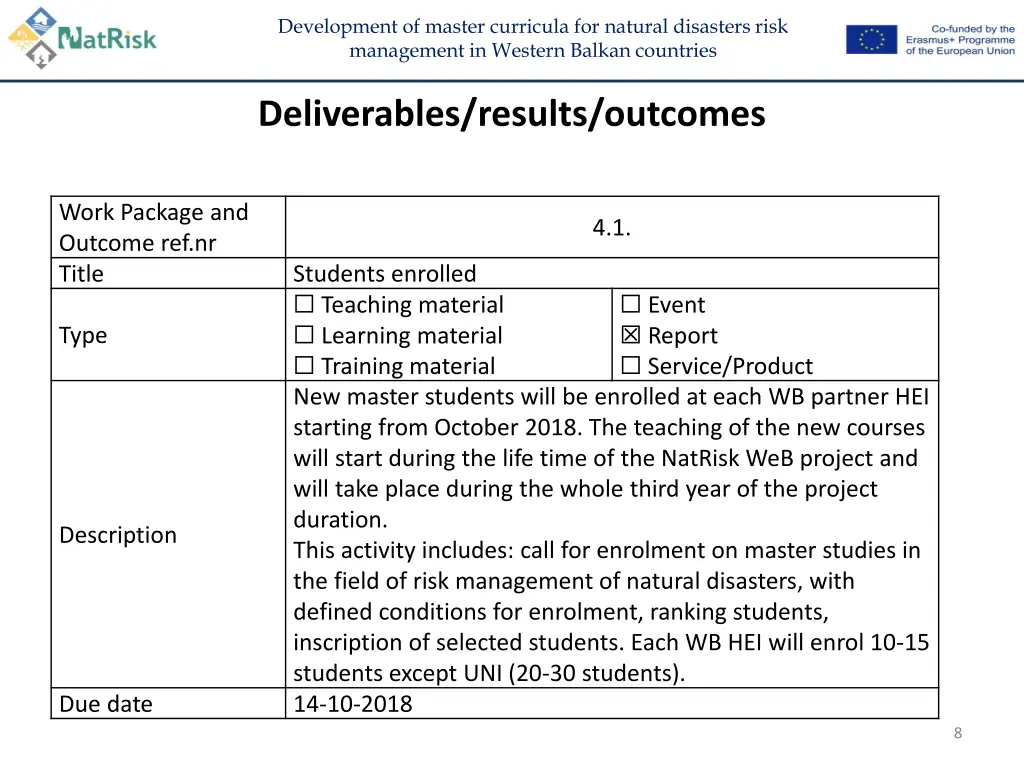 development of master curricula for natural 7