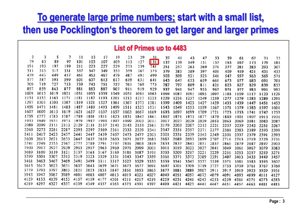to generate large prime numbers start with