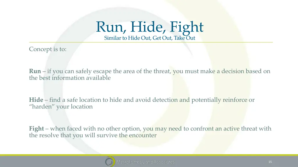 run hide fight similar to hide out get out take