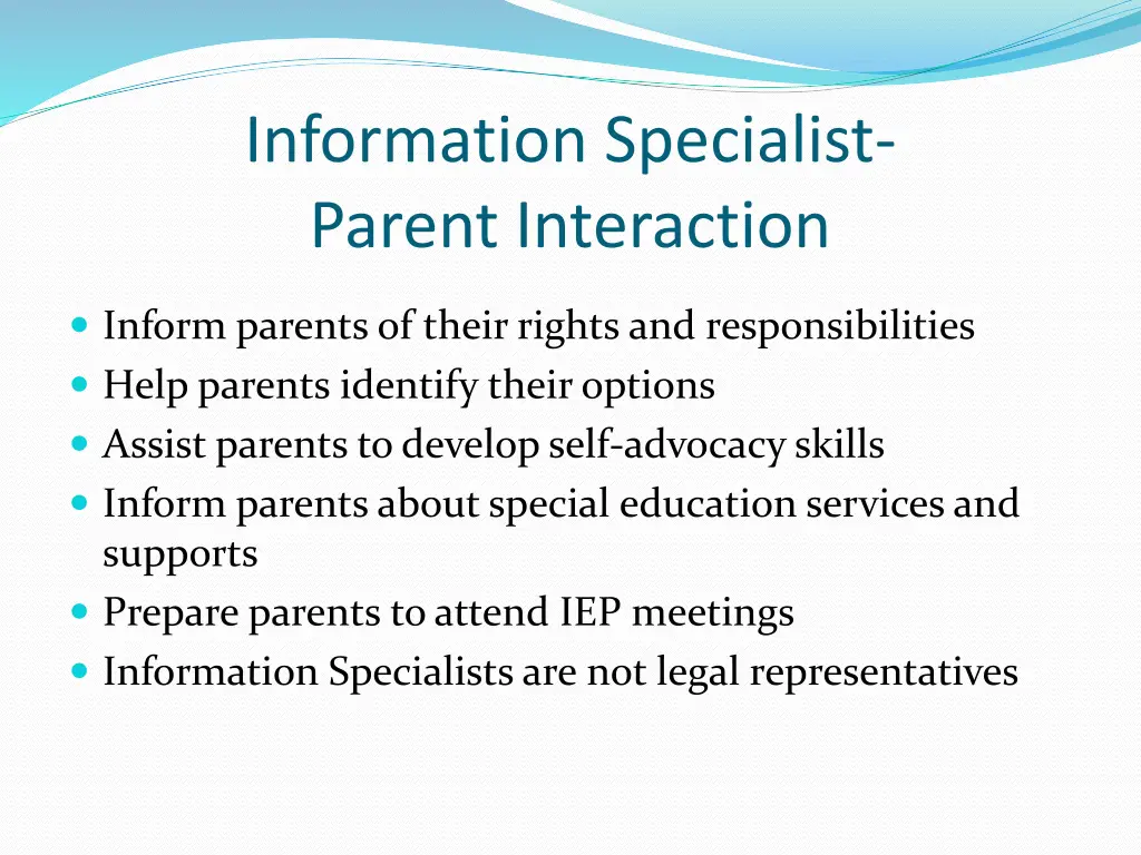 information specialist parent interaction