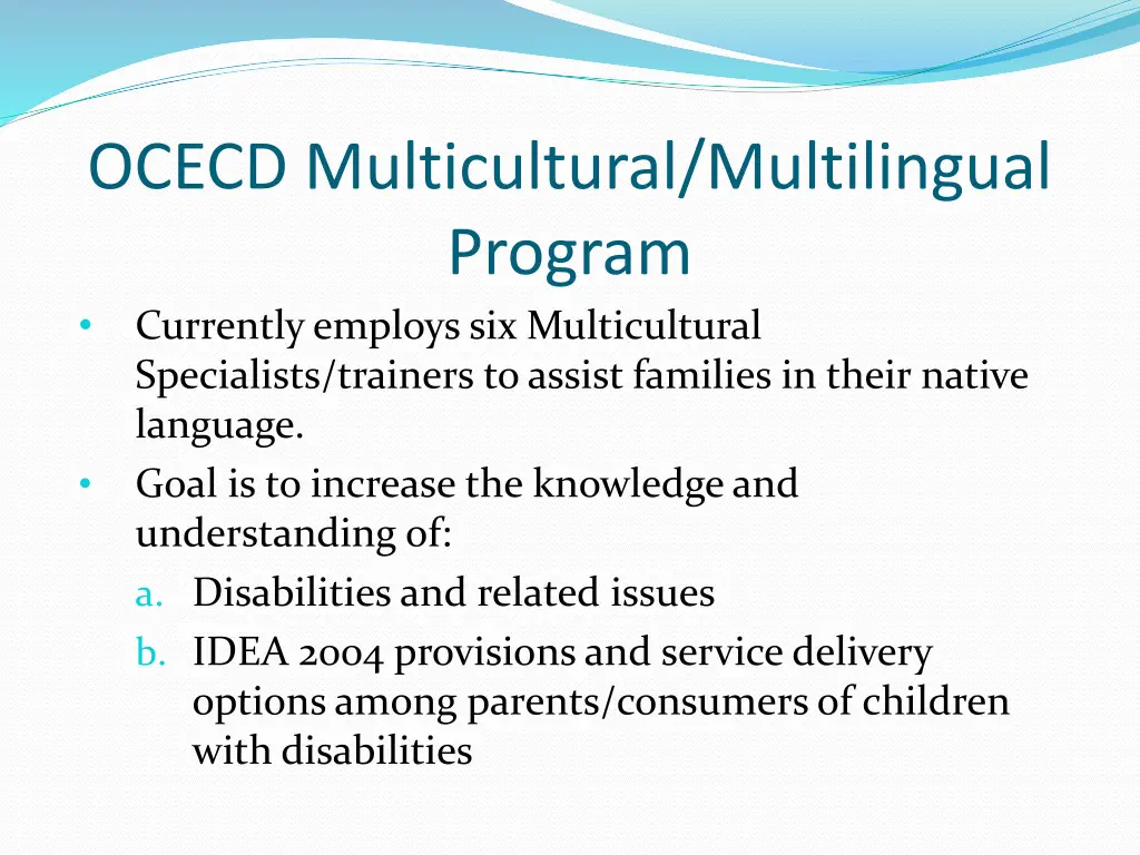 ocecd multicultural multilingual program