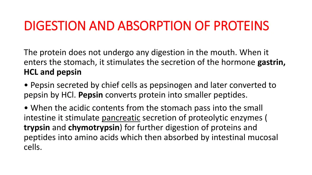digestion and absorption of proteins digestion