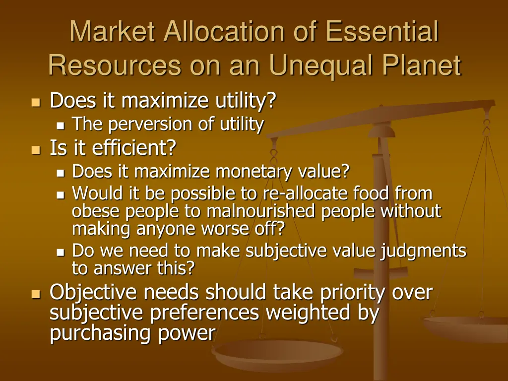 market allocation of essential resources