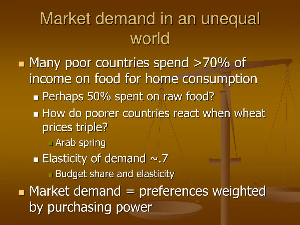 market demand in an unequal world 1