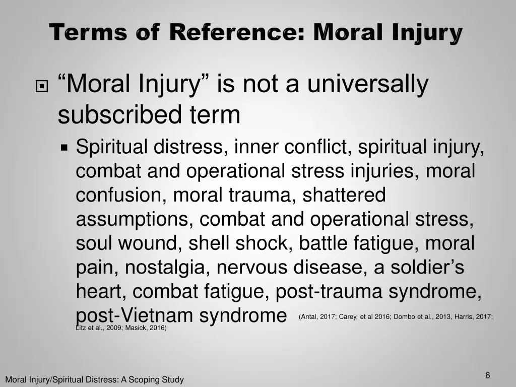 moral injury is not a universally subscribed term