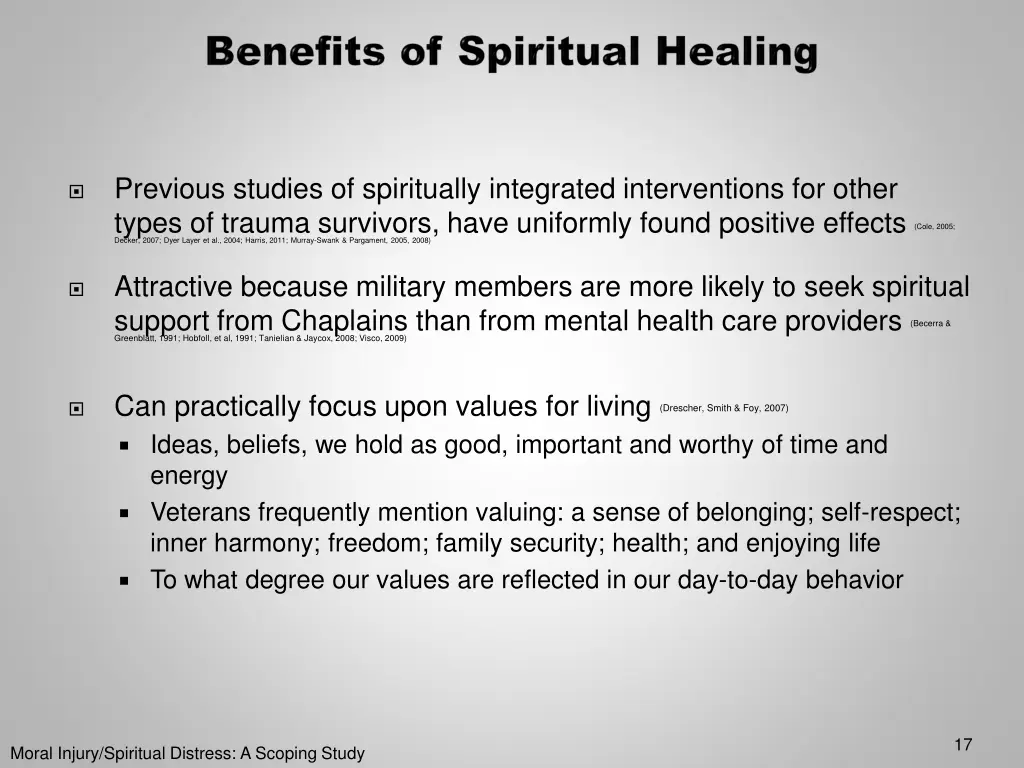 previous studies of spiritually integrated