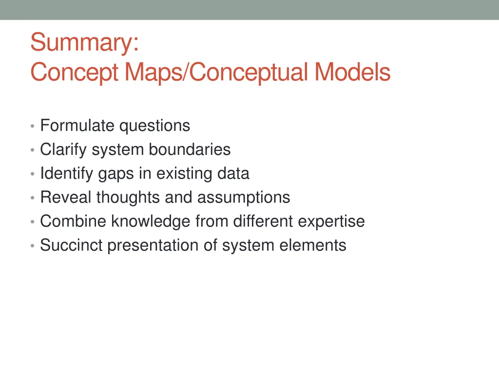 summary concept maps conceptual models