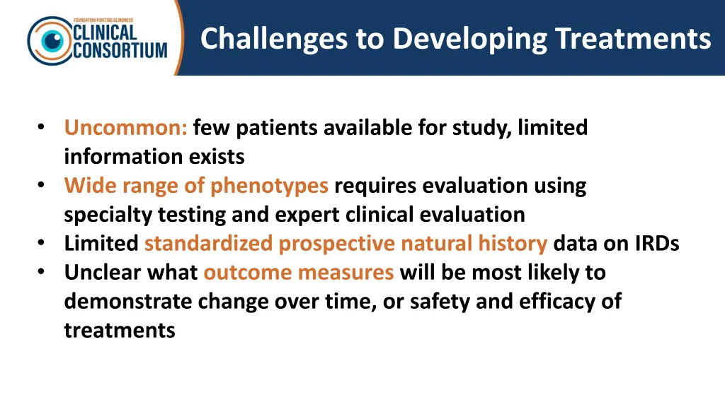 challenges to developing treatments