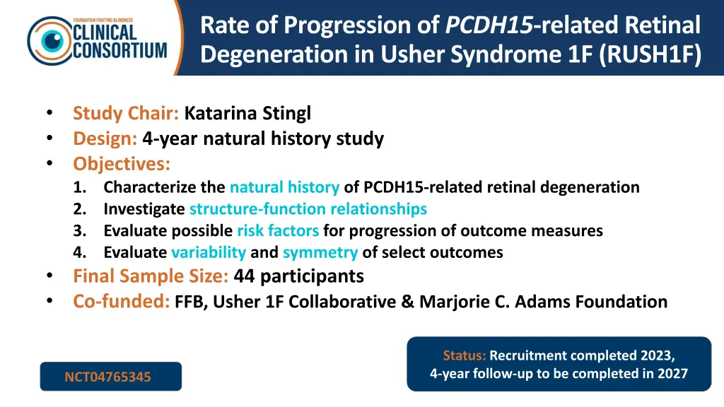 rate of progression of pcdh15 related retinal