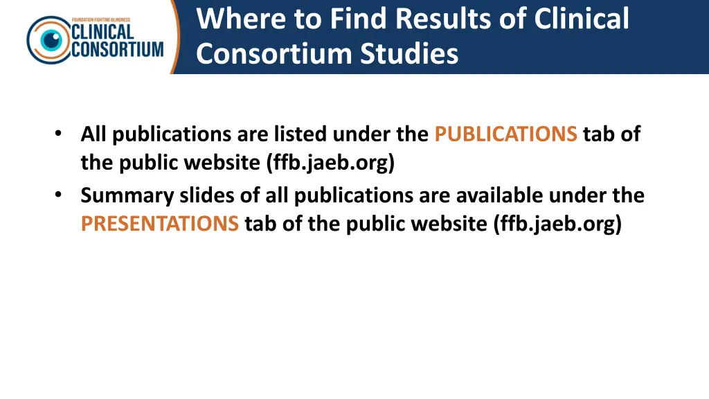where to find results of clinical consortium
