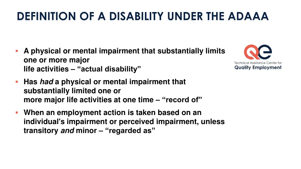 definition of a disability under the adaaa