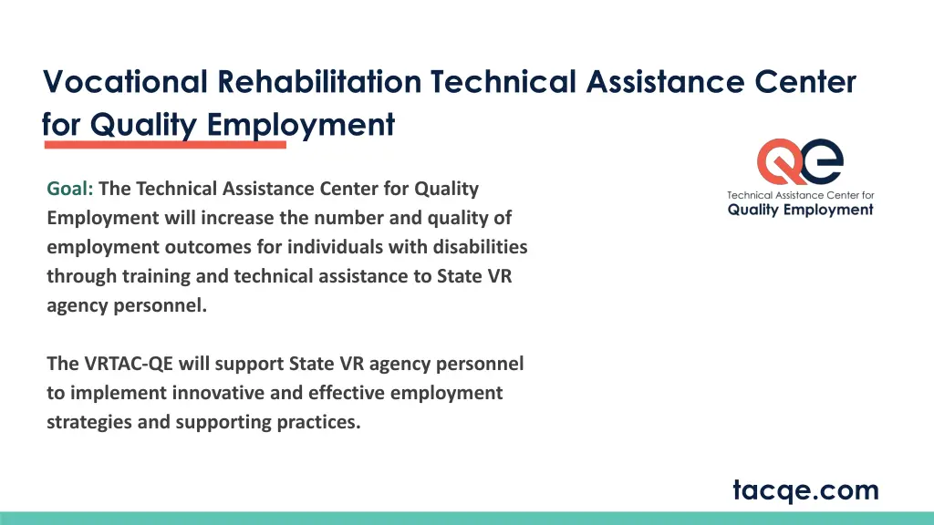 vocational rehabilitation technical assistance