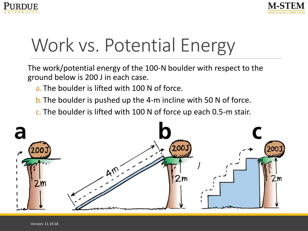 work vs potential energy